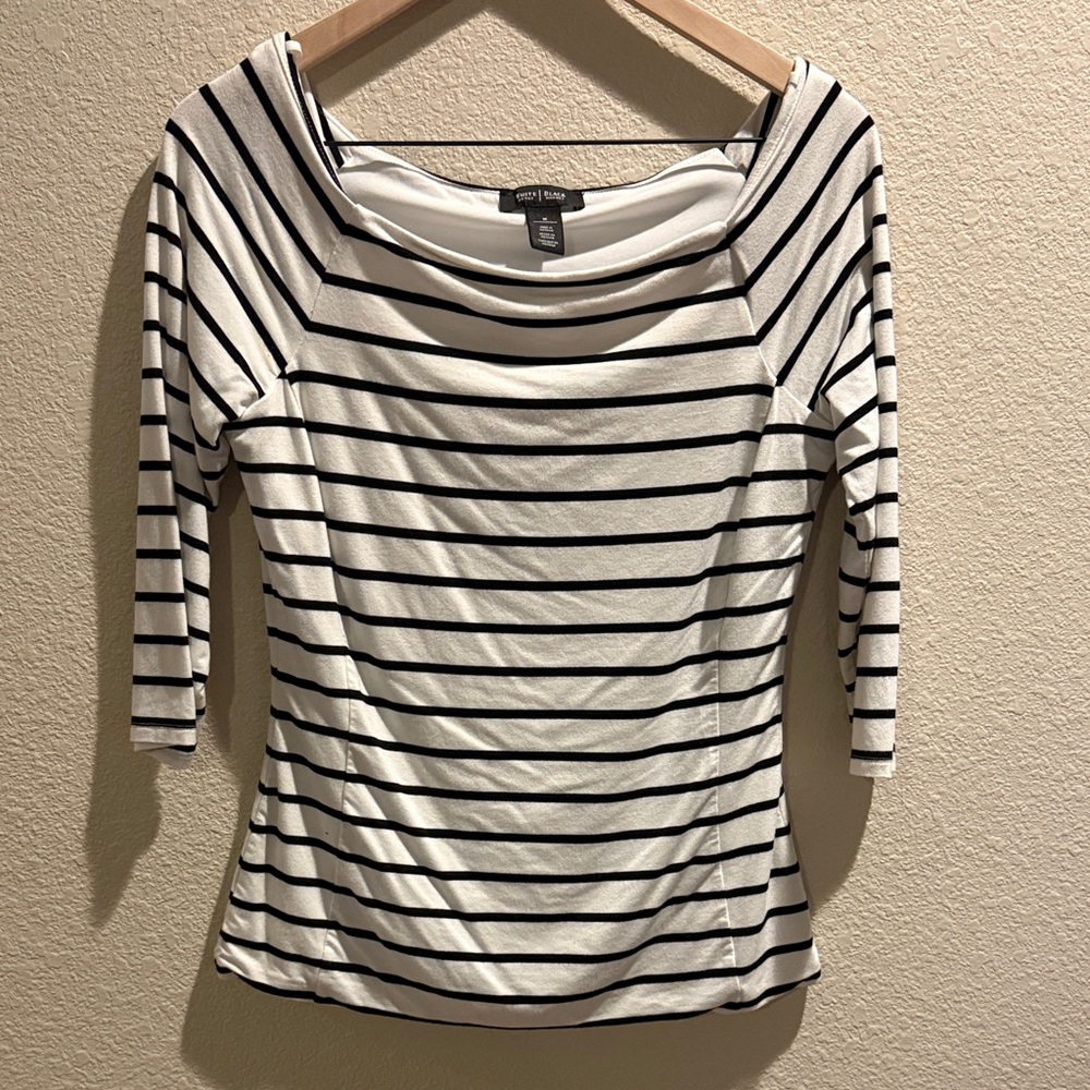 Ann Taylor Black and White Striped Blouse